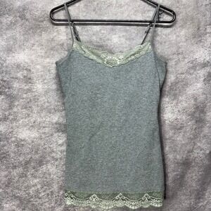 Express Lace Trim Bra Cami Tank Top Women's Size M Gray Stretch Y2K Layering